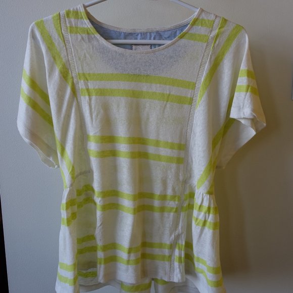 *9-H15 STCL* Yellow Hitch Stripe Shirt Top 0 XS - Picture 4 of 11